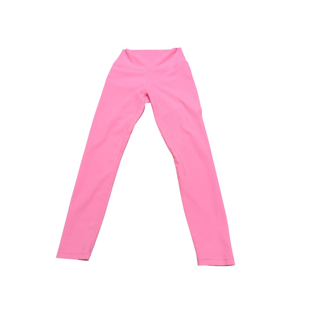WILO Pink Ribbed High Waisted Leggings Womens Size Medium Activewear Yoga Pants